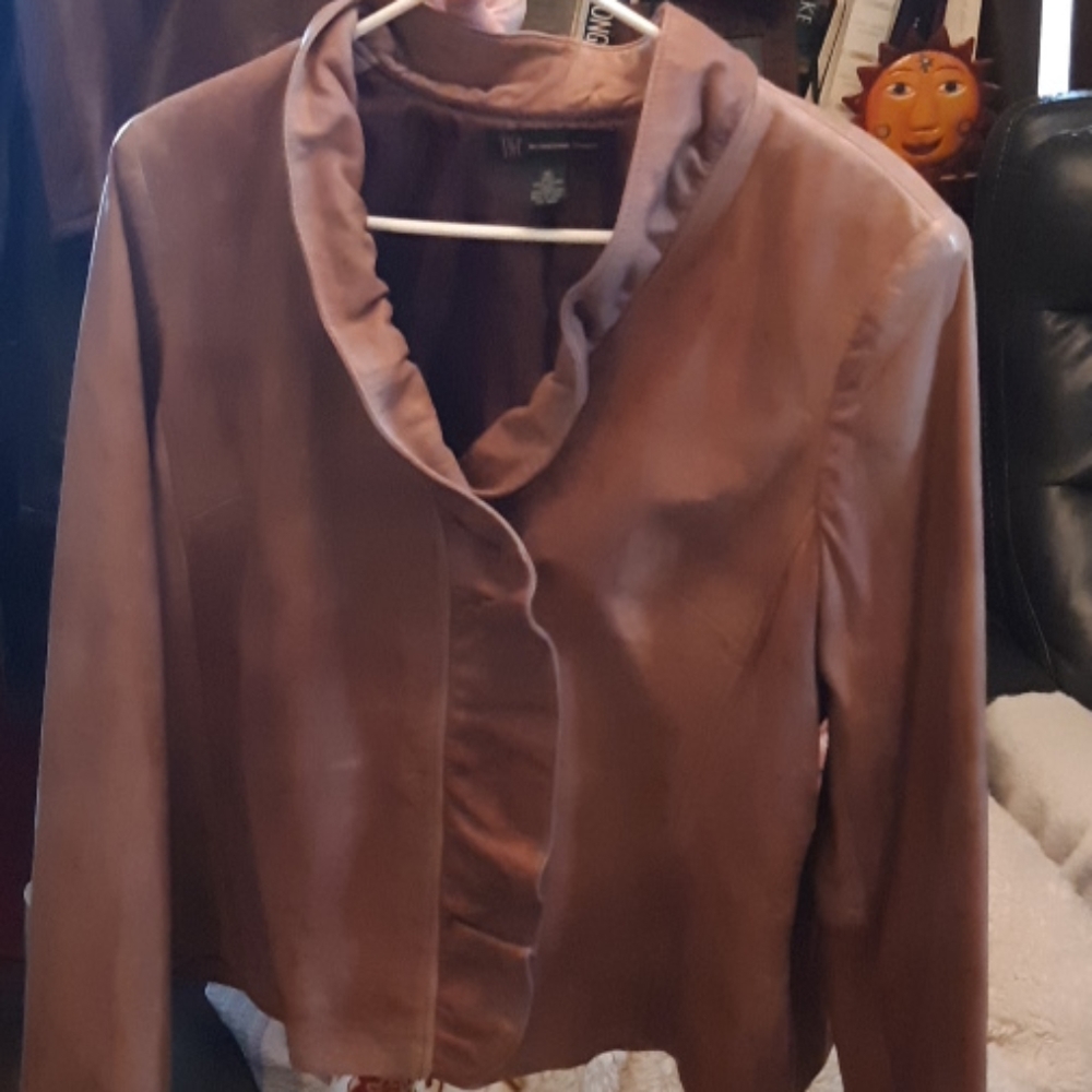 Distressed leather jacket